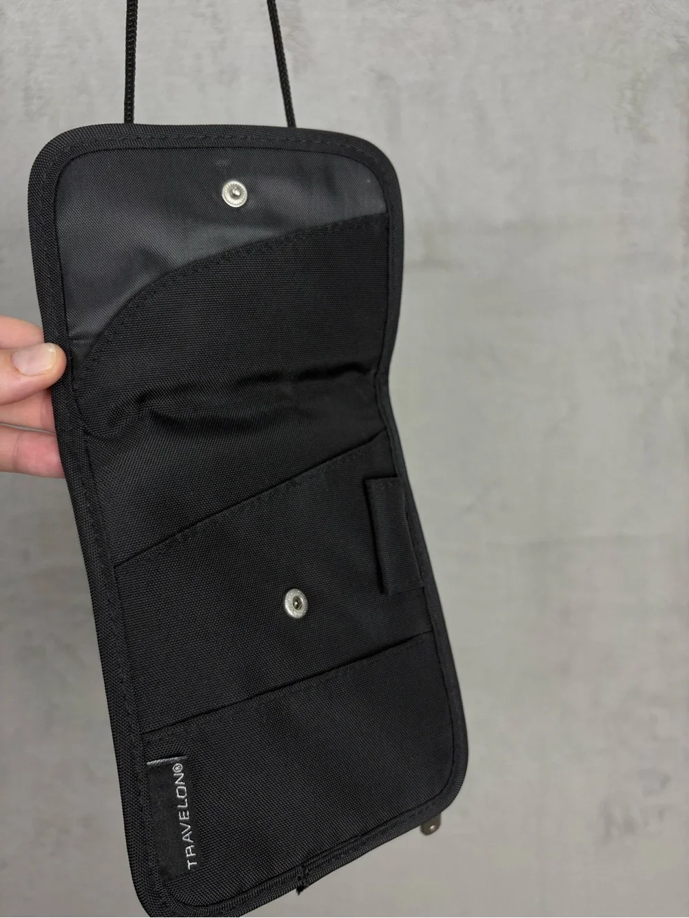 Travelon RFID Blocking Neck Wallet Travel Passport Holder Black Organizer